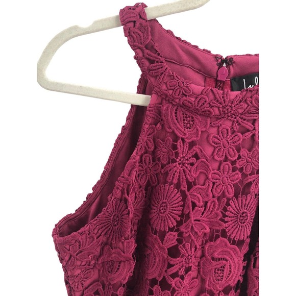Lulus NEW Womens Size Medium Sleeveless Lace Love Poem Magenta Mini Dress - Picture 8 of 11